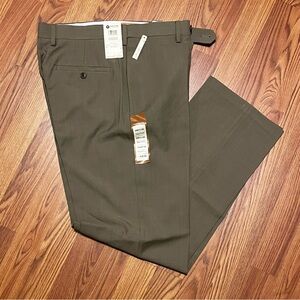Haggar Olive Green Dress Pants Wrinkle-Resistant Flat Front